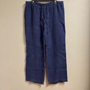 Tommy Bahama Womens Two Palms Linen Pants Size 14 Blue Wide Leg‎ Beach Vacation